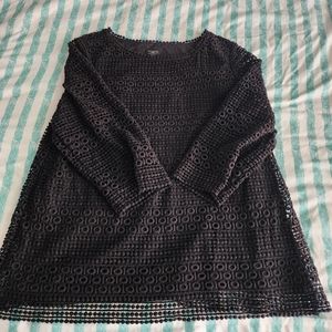 2 for $10  Woman black blouse, XL, crochet overlay